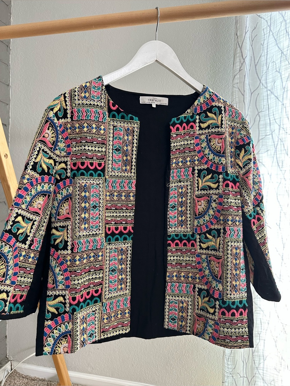 Zara Trafaluc Embroidered Jacket with Black Lining